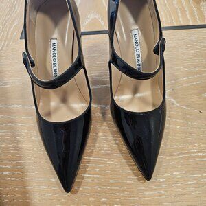 Manolo Blahnik Mary Jane Balck 90mm Pumps Size 37
